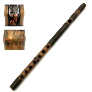 楽器『能管 在銘』亀裂あり 龍笛 和楽器 木管楽器 横笛 雅楽 伝統芸能 現状品 D-440