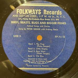 【US盤Folkways】Pete Seeger Birds Beasts Bugs And Bigger Fishes (1955) FP 7011 10inch 深溝あり50年代深青レーベル レアの画像5