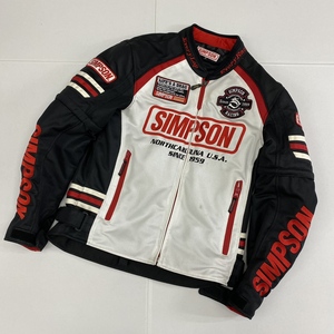 ko0310/11/62 1円～ SIMPSON シンプソン 2way メッシュジャケット 半袖切り替え バイクウェア ポリエステル レッド ブラック ホワイト