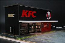 G-FANS 1:64ジオラマ、ledライト付きKFC 駐車場付き_画像1