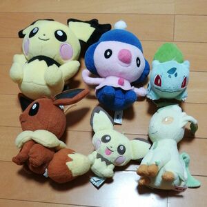 ポケモン ぬいぐるみセット★ピチュウ　イーブイ　フシギダネ　リーフィア　マネネ　ポケットモンスター