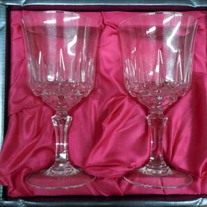 ◆ワイングラス ペア CRISTAL PAIR WINE GLASS 直径7.3ｃｍ×高さ14.3ｃｍ※現状品■６０の画像2