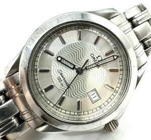 Хороший Omega Sea Master 120M QZ Серебряный набор Дата 1 -й мужской часы