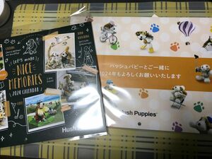 新品・未開封　ハッシュパピー　壁掛けカレンダー　２冊で　2024 スケジュールシール付き　２冊セット