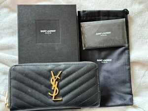 サンローラン 長財布 ラウンドファスナー レザー ブラック Yves Saint Laurent