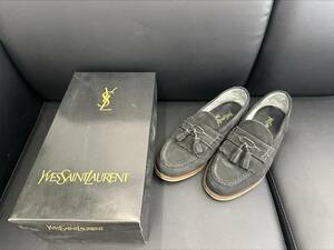 623★YVES SAINT LAURENT イブサンローラン レディース スウェード タッセルローファー 24㎝ 箱付き★