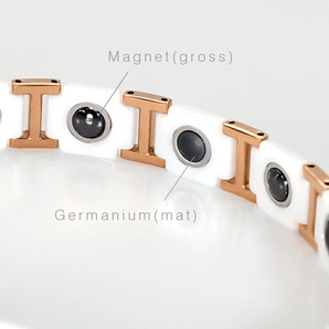 ブレスレット セラミック ゲルマニウム×マグネットの磁気ブレスレット セラミックとステンレス組み合わせ 白 ホワイト ピンクゴールドの画像2