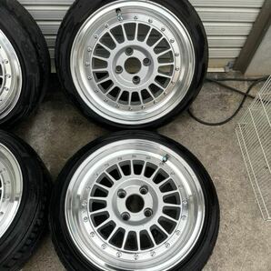 15inch 7J+35 4H100 ホイールセット人気 深リム メッシュホイール シルバー発送着払い ミラココア アクア ダイハツトヨタの画像2