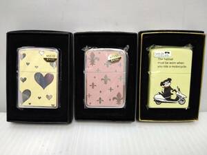 ♪♪4c022-29 Zippo ジッポ 3個 セット ハート ユリ マウンテンドッグ コレクション 未使用 保管品♪♪