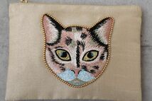 ネコ 刺繍 フラットポーチ 猫 キャット ポーチ ミックス 猫雑貨 小物入れ おしゃれ かわいい_画像2