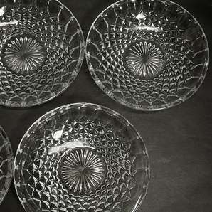 ● コレクター必見 ガラスプレート 5客 お皿 小皿 直径13cm ガラス製 食器 レトロ コレクション ma63の画像3