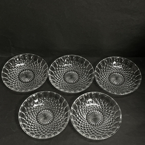 ● コレクター必見 ガラスプレート 5客 お皿 小皿 直径13cm ガラス製 食器 レトロ コレクション ma63の画像1
