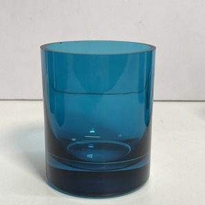 ● コレクター必見 未使用 レトロ ガラス タンブラー コップ 5客 グラス ブルー系 おしゃれ かわいい ma278の画像2