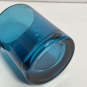 ● コレクター必見 未使用 レトロ ガラス タンブラー コップ 5客 グラス ブルー系 おしゃれ かわいい ma278の画像5