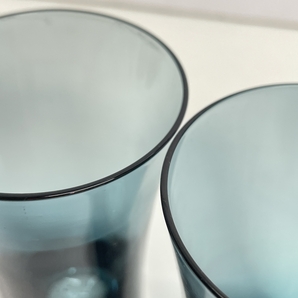 ● コレクター必見 未使用 レトロ ガラス タンブラー コップ 5客 グラス ブルー系 レッド系 おしゃれ かわいい ma284の画像5