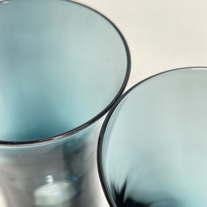 ● コレクター必見 未使用 レトロ ガラス タンブラー コップ 5客 グラス ブルー系 2種 おしゃれ かわいい ma285の画像5