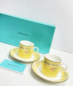 ● コレクター必見 未使用 Tiffany&Co. ティファニー Pink Tulip ピンクチューリップ カップ&ソーサー 2客 茶器 洋食器 元箱 おしゃれma178