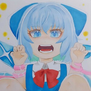 【 手描きイラスト 】東方Project チルノ A5 原画