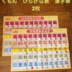 【2枚セット】くもん　ひらがな表、漢字表★入学準備　KUMON 匿名配送