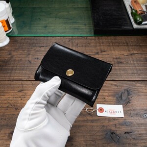 [ new goods ] original leather full leather men's card-case card inserting coin case change purse . card-case unused free shipping 1 jpy black black rice field middle leather .