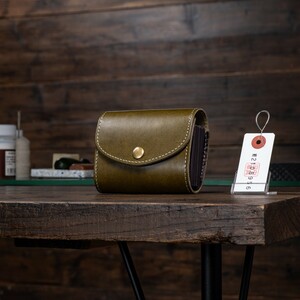 [ new goods ] original leather men's card-case card-case coin case change purse . free shipping 1 jpy green green card holder rice field middle leather .