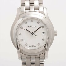 ■ 1円 ～ 中古 参定17.1万 ■ グッチ GUCCI ■ Gクラス 5500L レディース 腕時計 ■ 箱コマ クォーツ MOP シェル 文字盤 11P ダイヤ 馬具_画像1