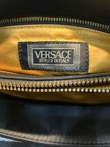 GIANNI VERSACE ジャンニ ヴェルサーチ サンバースト 太陽神 ナイロン トートバッグ ブラック 内ベタあり_画像9