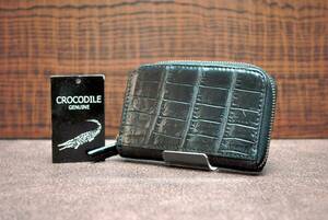 ☆ 彡 Бесплатная доставка новая дешевая ☆ крокодил (крокодил) и подлинная кожаная карта и корпус монеты (черный) один предмет!