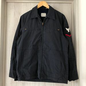 (k) 70s 70年代 US NAVY ユーティリティ ジャケット 72年 ALPHA INDUSTRIES アルファ サイズ38 紺 ネイビー