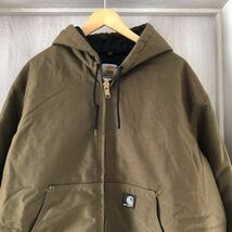 (k) Carhartt カーハート エクストリーム アクティブパーカー コーデュラ ナイロン サイズL カーキ ジャケット フーディ_画像4