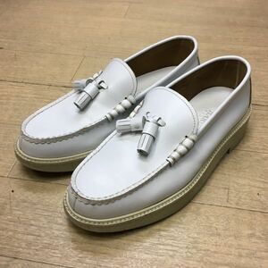 HARUTA×Hender scheme Hal ta tassel Loafer shoes leather shoes white white 25cm