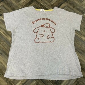 ヤM1013 グレー 3L　サンリオ ポムポムプリン 半袖Tシャツ