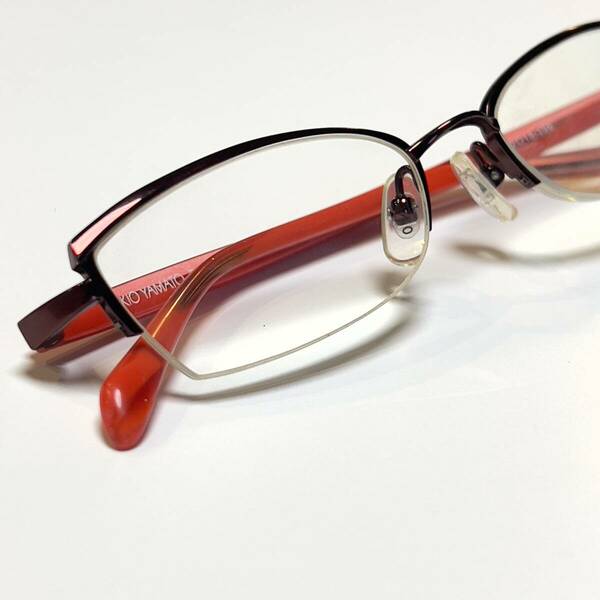 ◆KIO YAMATO キオヤマト TITANIUM KT-263 ハーフリム コンビフレーム 眼鏡 メガネ レッド 赤 レディース MADE IN JAPAN 日本製 EYEWEAR