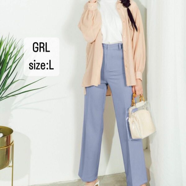 GRL センタープレス　ストレートパンツ　ブルー　L