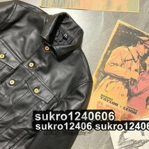 サードタイプ シープスキン Gジャン ライダース レザージャケット ブラック Lサイズ 557 3rd Type オイルレザー ラム 羊革 M-2XL_画像3