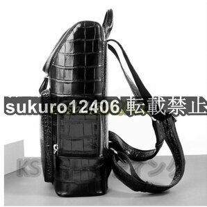 ワニ革保証 クロコダイル レザー 腹革使用 本革2way デイパック メンズ 鞄 黒 多機能 リュックサック ボディバッグ 男女兼用の画像2