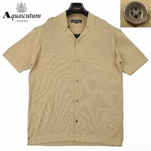 ◆Aquascutum アクアスキュータム◆定価 33,000円 日本製 コットンシャツニット ベージュ/Ｍ_画像1