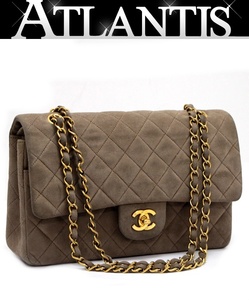 シャネル CHANEL マトラッセ25 チェーンショルダーバッグ スエード ベージュ G金具 2番台 【64370】