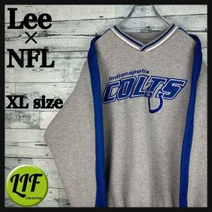 Lee NFL 刺繍チームロゴ コルツ リブライン 太アーム スウェット XL