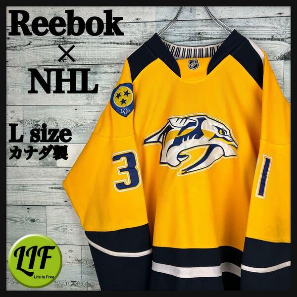 リーボック NHL カナダ製 刺繍チームロゴ プレデターズ ホッケーシャツ L
