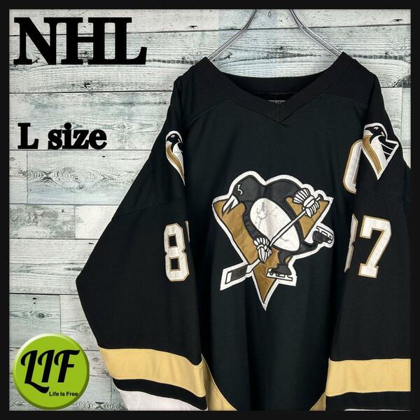 NHL 刺繍チームロゴ ペンギンズ ホッケーシャツ L