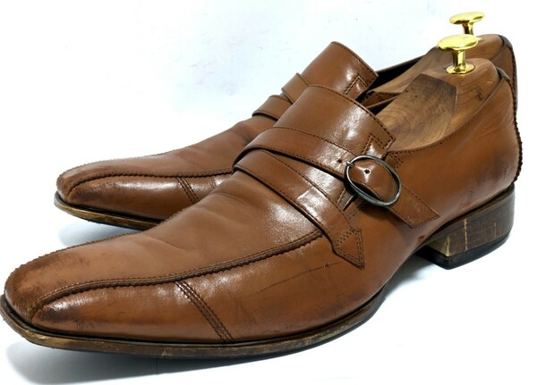 KATHARINE HAMNETT　26cm ビジネスシューズ　スワールトゥ　ブラウン　高級靴　本革　レザー　フォーマル　紳士靴　ドレス　送料無料