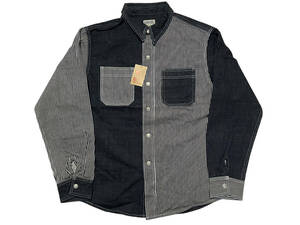 c 未使用品 L KOJIMA GENES 児島ジーンズ RNB-281S MULTI COMBO WORK SHIRT マルチコンボワークシャツ ヒッコリー インディゴ デニム