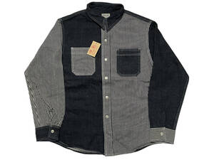 a 未使用品 L KOJIMA GENES 児島ジーンズ RNB-281S MULTI COMBO WORK SHIRT マルチコンボワークシャツ ヒッコリー インディゴ デニム