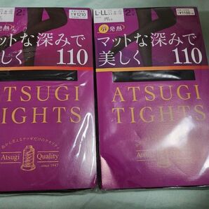 ATSUGI TIGHTS　アツギ タイツ　110デニール　L-LL　ブラック　2枚入り　2個セット