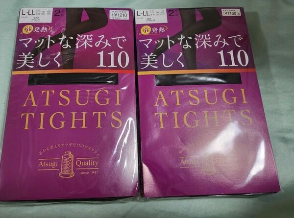 ATSUGI TIGHTS　アツギ タイツ　110デニール　L-LL　ブラック　2枚入り　2個セット