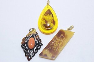 [Shimoe] there is no final result!1 jpy ~ tortoise shell pendant top 3 point set 