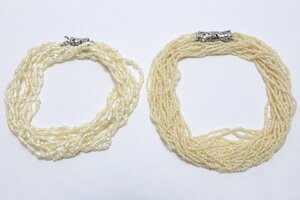 [Shimoe] there is no final result!1 jpy ~ fresh water pearl 3 ream *10 ream necklace 2 pcs set 