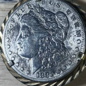 1881年 モルガン ダラー 銀貨 1ドル シルバー モルガンド リバティ イーグル アメリカ合衆国造幣局 アンティークコインマネークリップの画像2