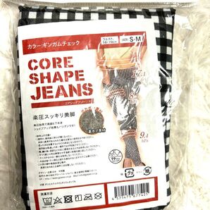 【新品未使用】CORE SHAPE JEANS S-Mデニム風ギンガムチェック レギンス スパッツ
